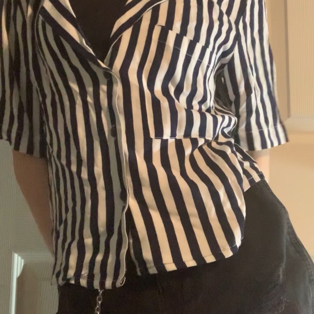 Striped Button-Up Tee